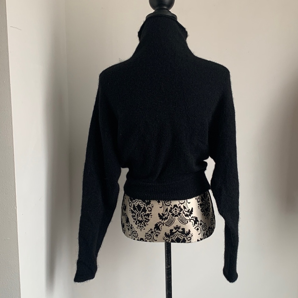 Aritzia Wilfred Lorin Black Mock Neck Tie Waist Sweater - Picture 7 of 10